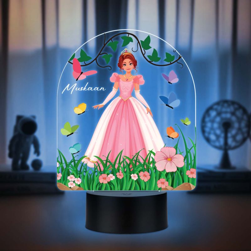 Personalized Princess Doll LED Night Lamp with Automatic Color Changing Light Return Gift Birthday Gift for Girls Kids Room Decor Light